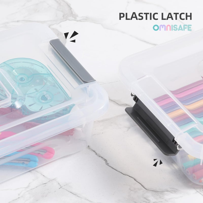 OMNISAFE Plastic Storage Bin with Lid, Stackable Design, Clip Box for Crafts, Supplies and Office Items Container (8 Pack 4 Quart) - Image 3