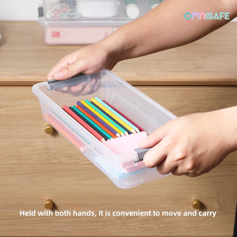 OMNISAFE Plastic Storage Bin with Lid, Stackable Design, Clip Box for Crafts, Supplies and Office Items Container (8 Pack 4 Quart) - Image 5