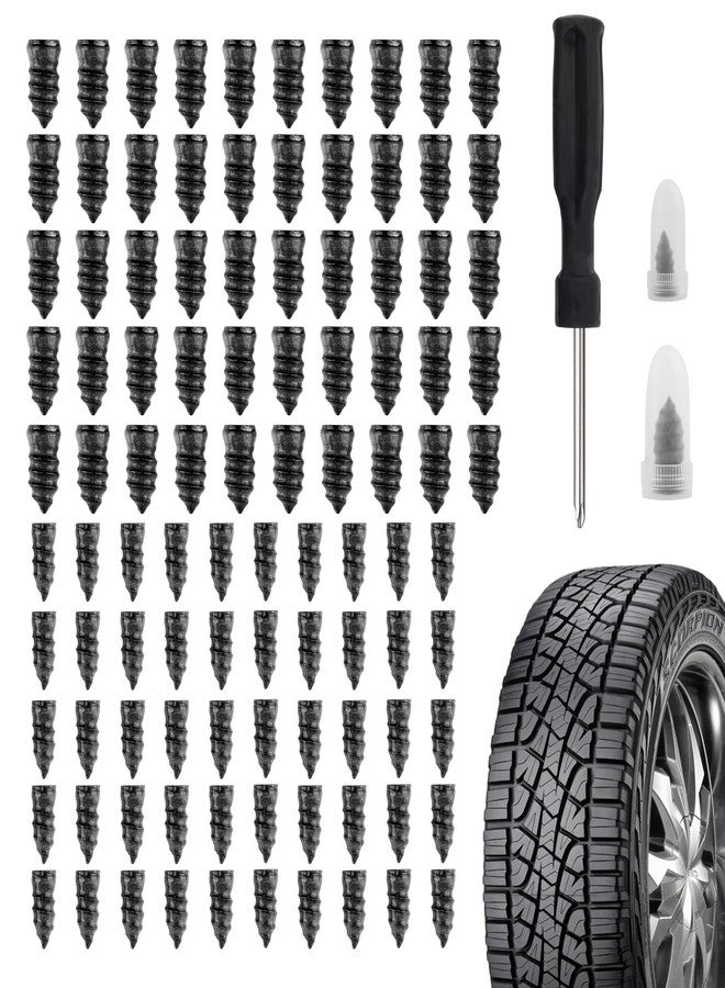 Salior 100PCS Tire Plug Kit with Screwdriver,Rubber Flat Tire Repair Kit for Fast Repair of Tire Punctures,Durable Car Tire Repair Kit Self-Service Repair Nails for Car Motorcycle Truck - Image 1