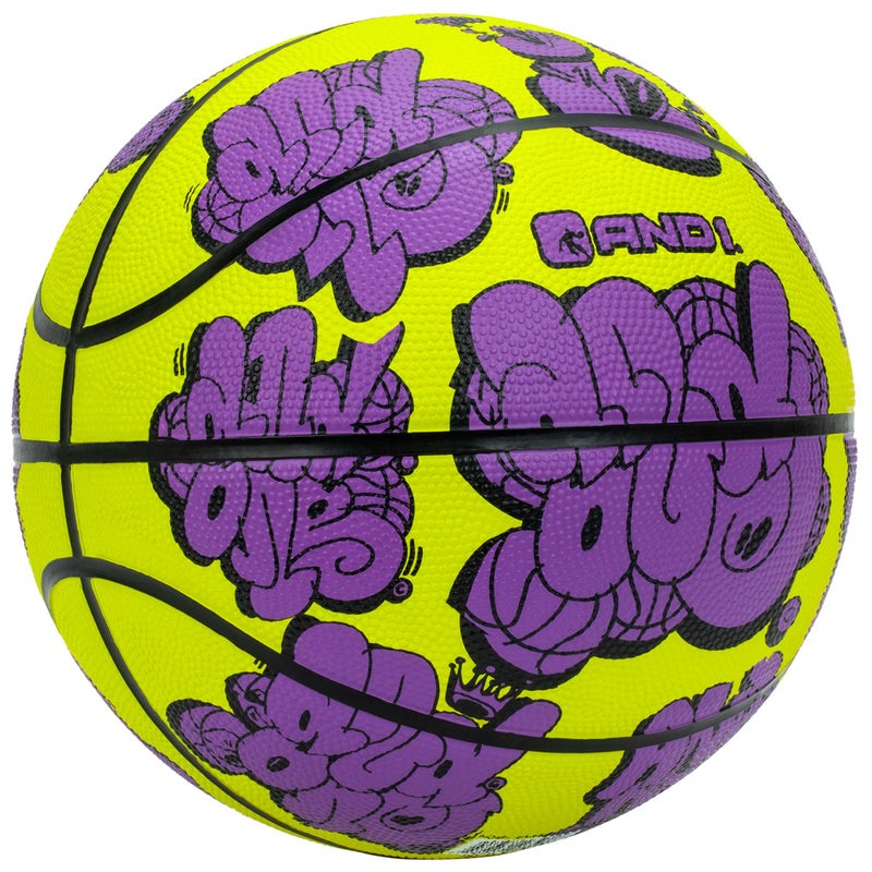 AND1 Toss Up 28.5 Basketball - Intermediate Rubber Streetball for Indoor/Outdoor Play, Includes Pump, Size 6 - Image 2