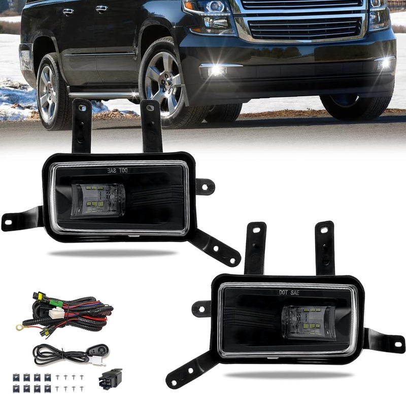 BOXLIGHT مجموعة أضواء الضباب LED لسيارات شيفروليه تاهو/سابربان 2015-2020 و GMC يوكون/يوكون XL مع مفتاح وأسلاك - Image 2
