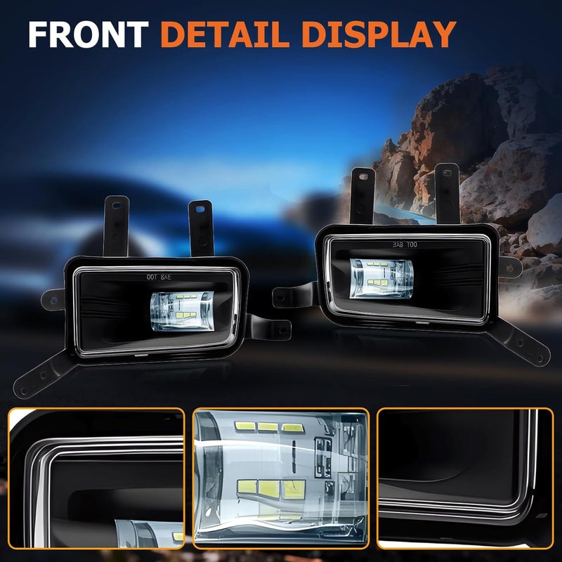 BOXLIGHT مجموعة أضواء الضباب LED لسيارات شيفروليه تاهو/سابربان 2015-2020 و GMC يوكون/يوكون XL مع مفتاح وأسلاك - Image 3