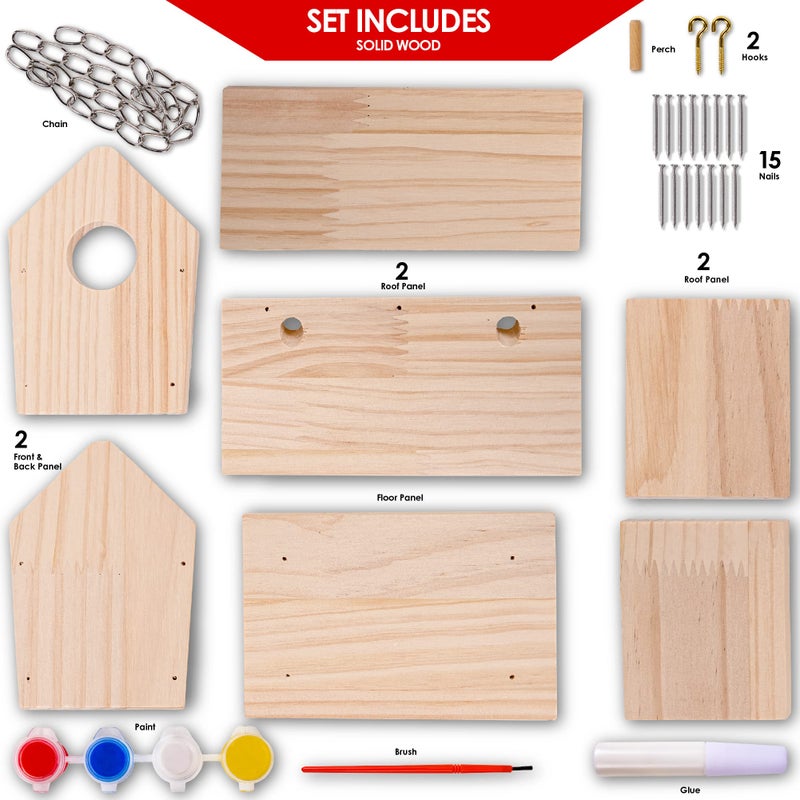 Hapinest Wooden Bird Houses to Paint and Build, Birdhouse Kit for Kids, Wood Painting Building Projects Fun Activities Arts and Crafts for Kids Ages 6-8 Girls Boys, DIY Bird House Kit 5-12 Years & Up - Image 2
