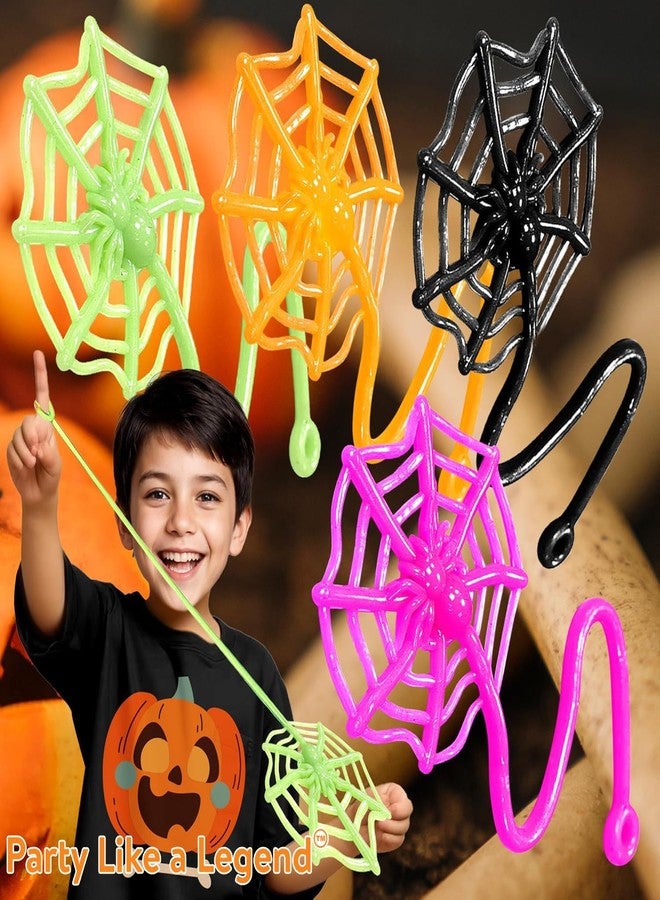 Glow Fever 24Pcs Sticky Spider Web Party Favors Pack, 7.5 inches in Total Length, Halloween Party Favors, Gifts For Birthday, Goodie Bag Classroom Prizes, 4 colors - Image 3