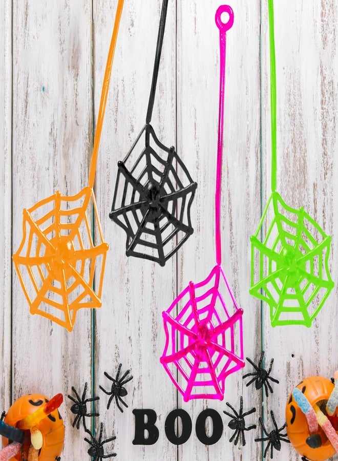 Glow Fever 24Pcs Sticky Spider Web Party Favors Pack, 7.5 inches in Total Length, Halloween Party Favors, Gifts For Birthday, Goodie Bag Classroom Prizes, 4 colors - Image 4