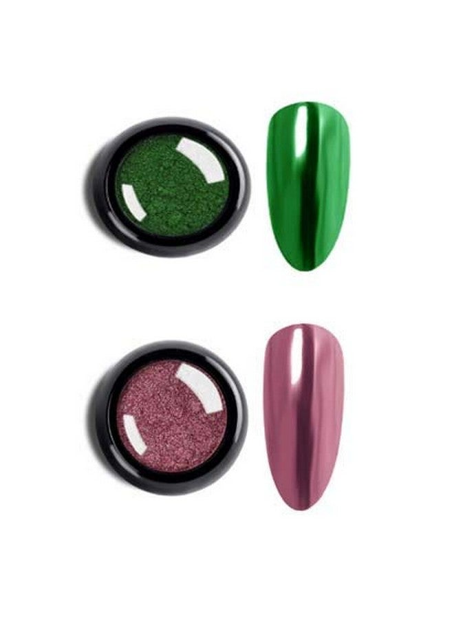 Venalisa Metallic Nail Glitter Holographic Chrome Dust Sparkling Flakes Pigment Manicure Nail Art Dï¿½cor Pack of 2 (Opera Mauve & Green)