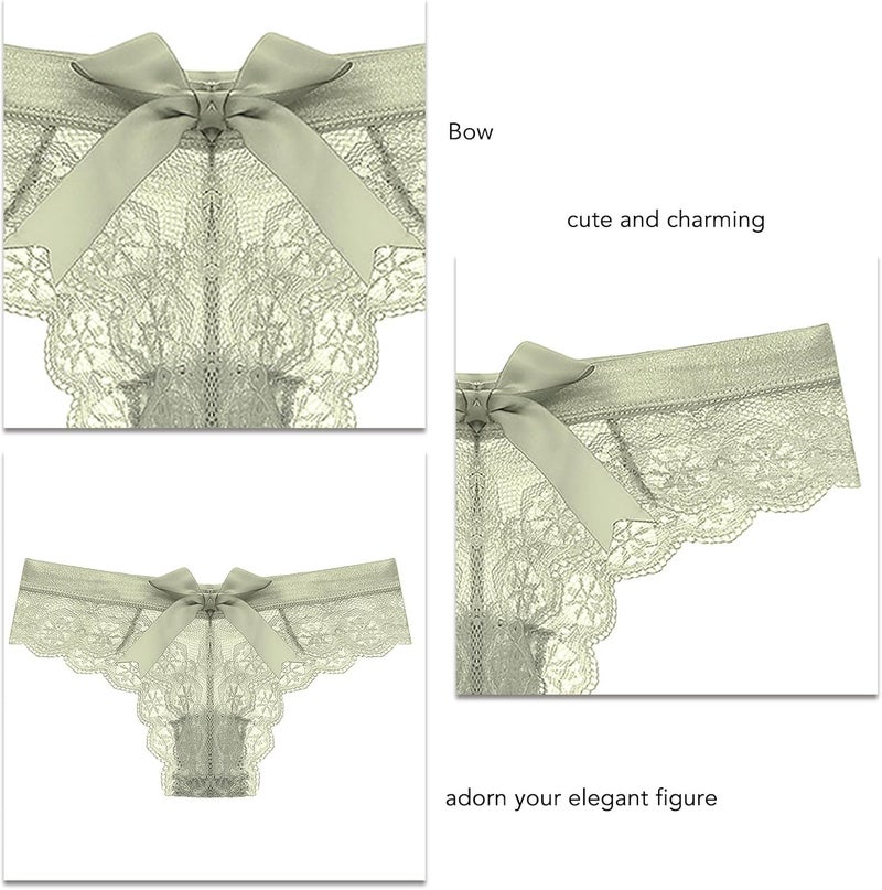 klarako Women Cotton Thongs Lace Panties Seamless Intimates Low Waist See Through Cutout Underpant Underwear for Ladies Girls - Image 5