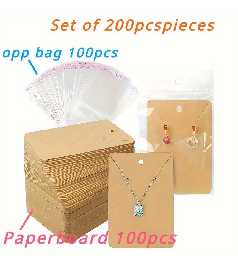 100 Cards Black Necklace And Earring Display Cards With 100 Packaging Bags Paper Jewelry Pendant Supplies - Image 4