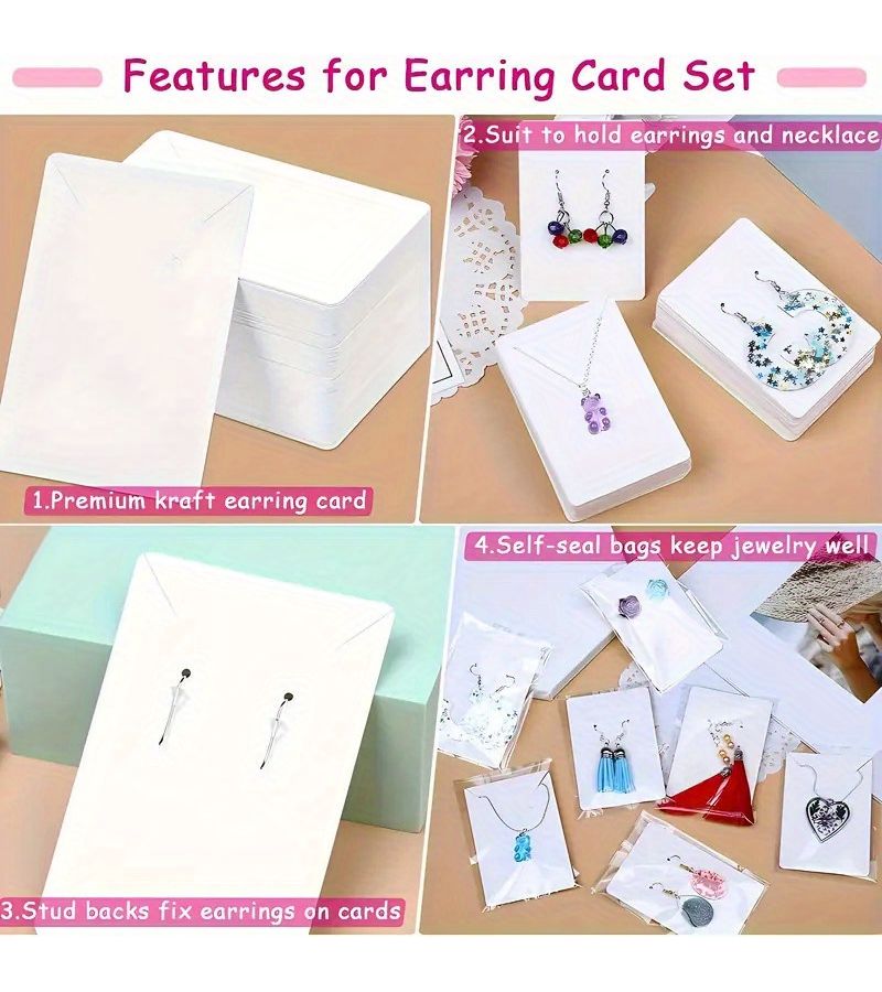 100 Cards Black Necklace And Earring Display Cards With 100 Packaging Bags Paper Jewelry Pendant Supplies - Image 5