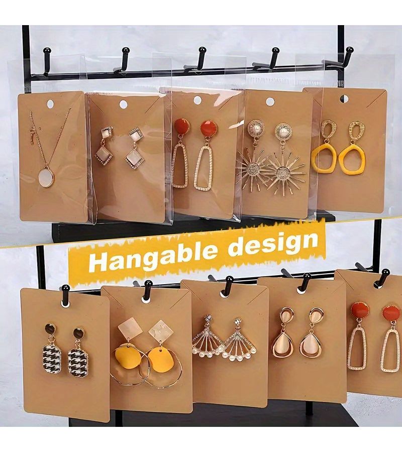 100 Cards Black Necklace And Earring Display Cards With 100 Packaging Bags Paper Jewelry Pendant Supplies - Image 3