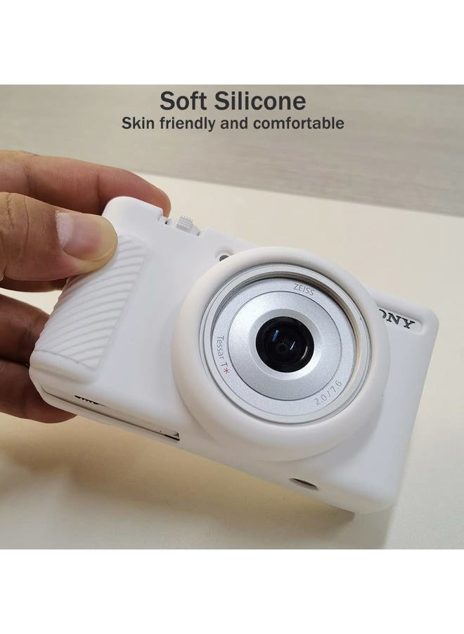 Pocoukate Case for Sony ZV-1F, ZV-1 II/ZV-1M2 Vlog Camera, ZV1F Camera Silicone Cover Skin, Anti-Scratch Slim Fit Soft Sleeve with ZV1 F Screen Protector- White - Image 2