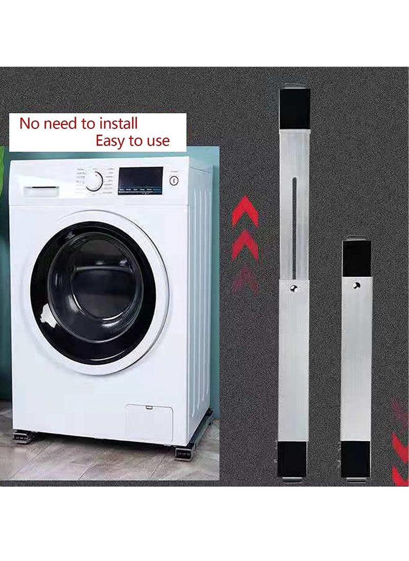 ELTRAZONE 2 Pieces Adjustable Washing Machine Pedestals Frame ， Drum Washing Machine Refrigerator Mobile Base ， Multifunction Washing Machine Base Stand Movably Adjustable  - Image 4