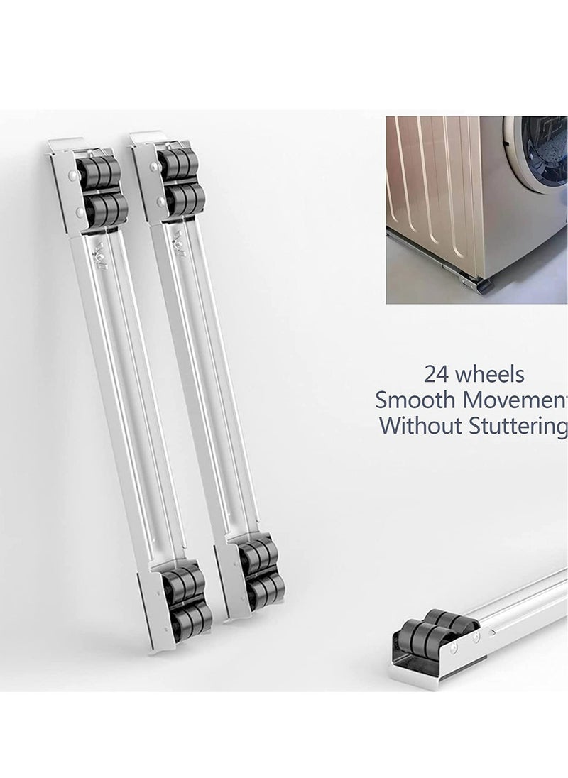 ELTRAZONE 2 Pieces Adjustable Washing Machine Pedestals Frame ， Drum Washing Machine Refrigerator Mobile Base ， Multifunction Washing Machine Base Stand Movably Adjustable  - Image 3