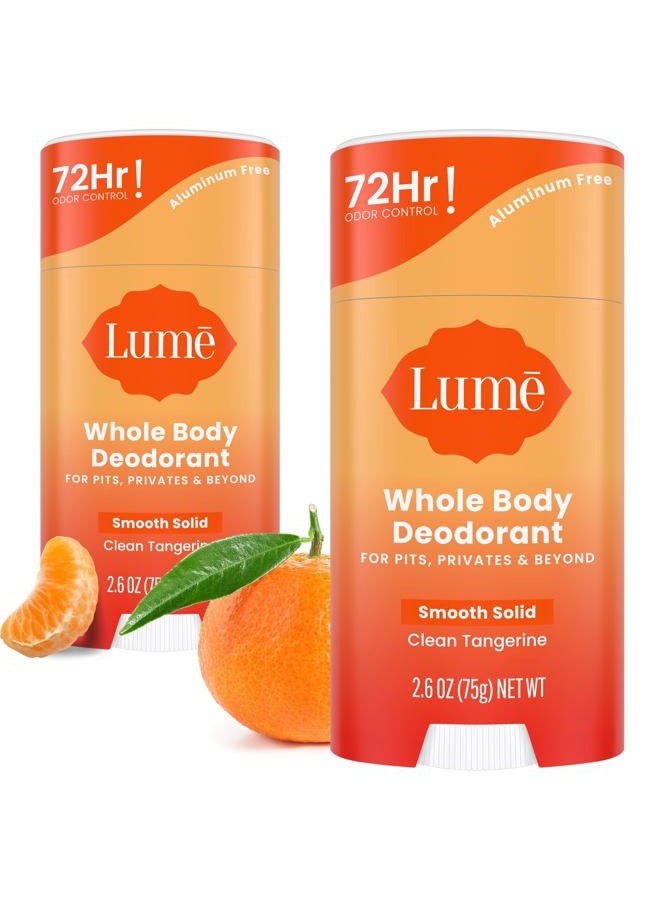 Lume Whole Body Deodorant - Smooth Solid Stick - 72 Hour Odor Control - Aluminum Free, Baking Soda Free and Skin Safe - 2.6 Ounce (Pack of 2) (Clean Tangerine) - Image 1