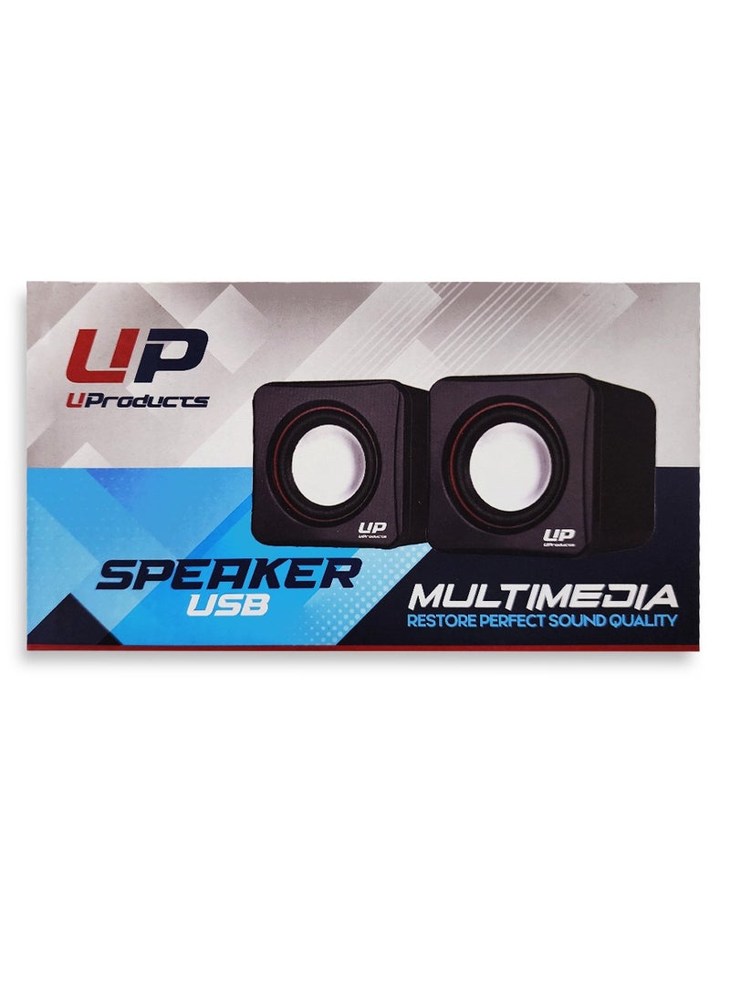Wired Multimedia Speaker for PC and Laptop – 1.5W / 2.0 Channel | Black - Image 1