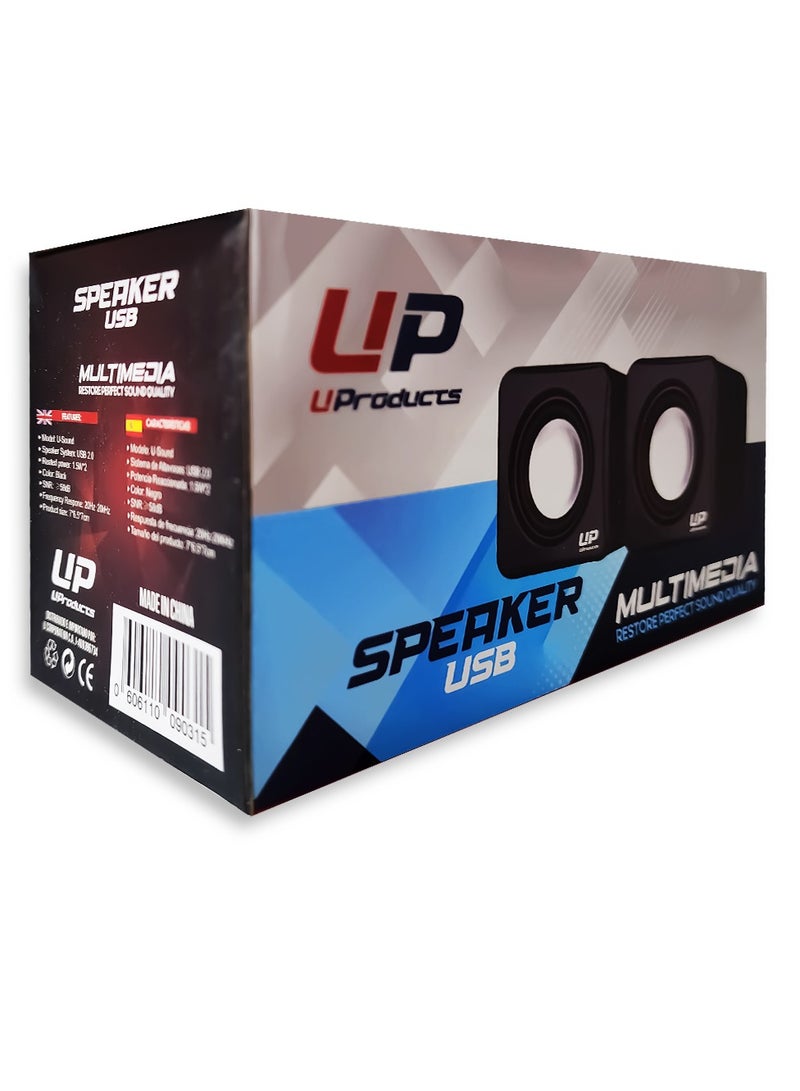 Wired Multimedia Speaker for PC and Laptop – 1.5W / 2.0 Channel | Black - Image 3