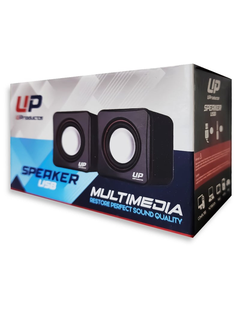 Wired Multimedia Speaker for PC and Laptop – 1.5W / 2.0 Channel | Black - Image 2