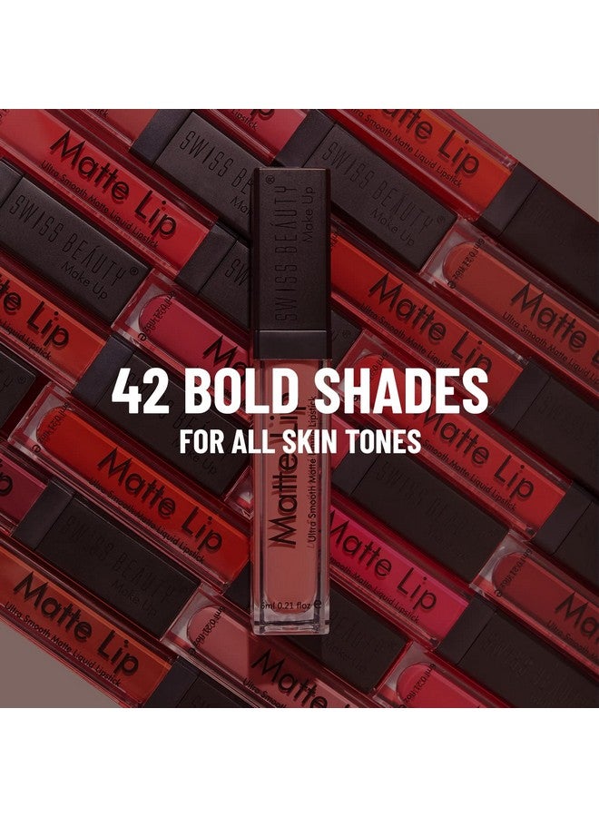 Swiss Beauty Ultra Smooth Matte Lip Liquid Lipstick, Smooth Lip Color, Weightless Finish, Silky Matte Finish, Shade- Berry, 6ml