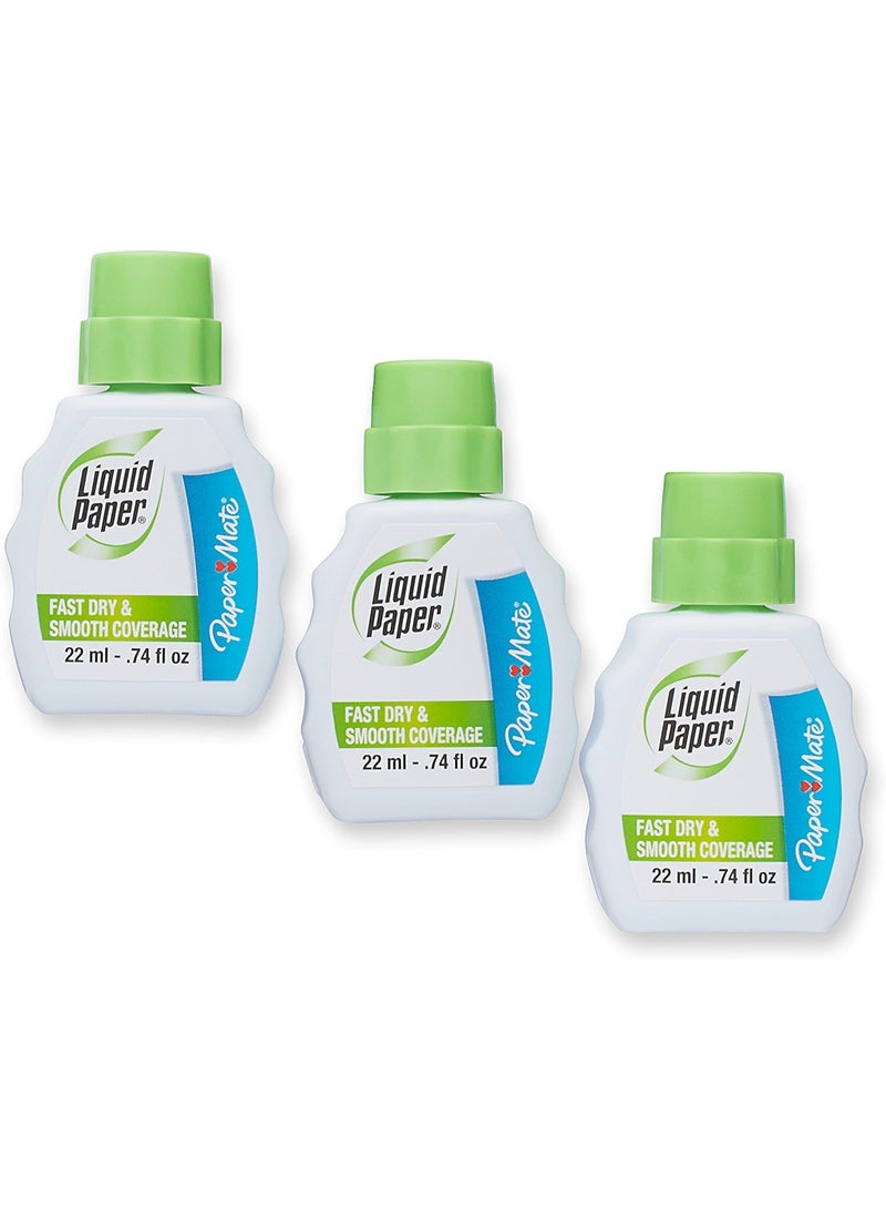 Paper Mate Liquid Paper Fast Dry Correction Fluid 22 ml 3 Count - Image 2