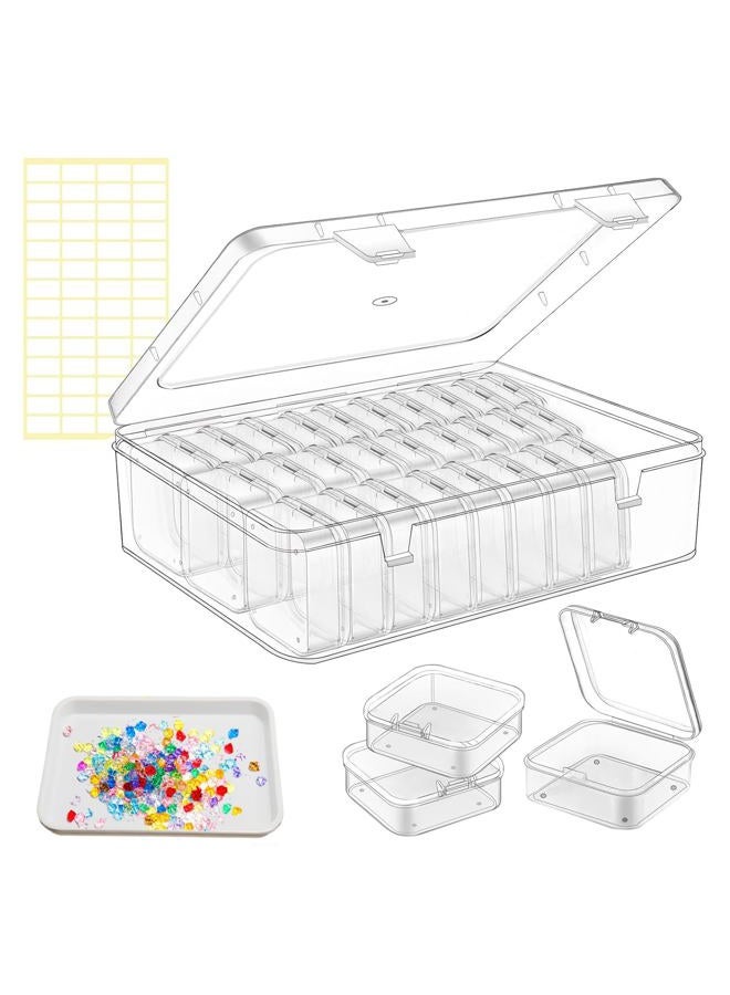 Fesorsi Bead Organizer Box, 62 Pcs Small Beads Organizers, With Classification Tags and Trays, Plastic Bead Organizer Applicable to Jewelry, Diamonds, Clay Beads, Screws, Seeds, Small Parts - Image 1