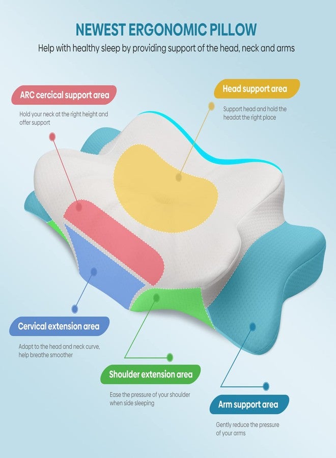 Muzsoul Cervical Pillow for Neck & Shoulder Pain Relief Sleeping - Ergonomic Contour Pillows - Memory Foam Pillow for Side, Back & Stomach Sleepers - Image 4