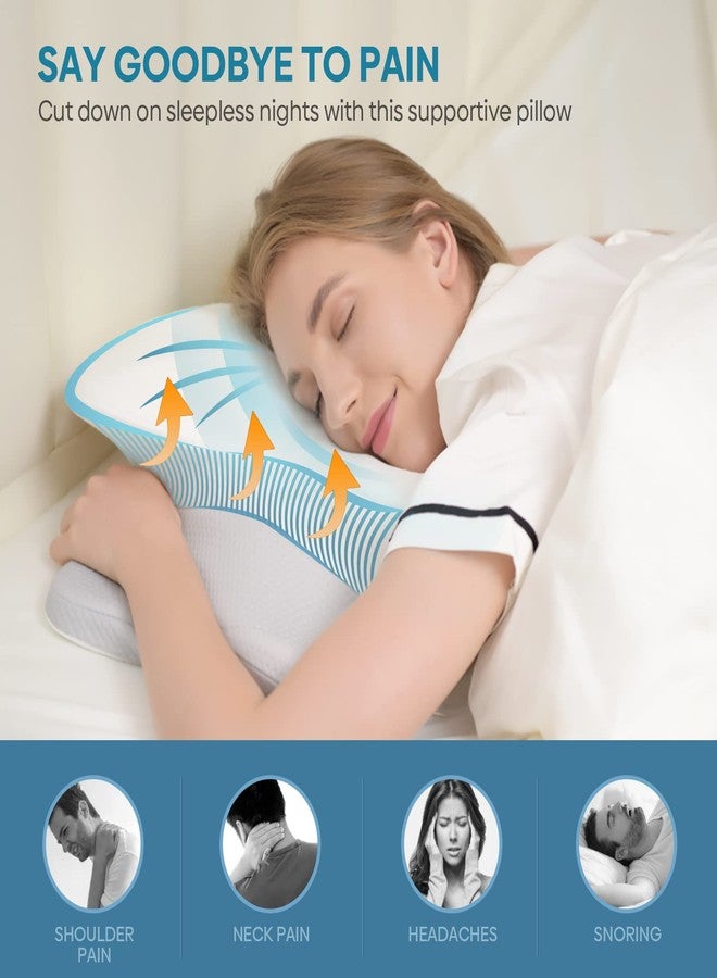 Muzsoul Cervical Pillow for Neck & Shoulder Pain Relief Sleeping - Ergonomic Contour Pillows - Memory Foam Pillow for Side, Back & Stomach Sleepers - Image 3