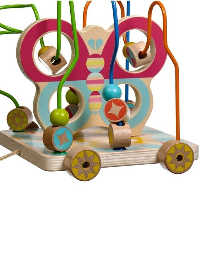 BAYBEE Wooden Beads Maze Roller Coaster Toys For Kids Wooden Pull Along Toy With Wheels Rolling Beads Learning Preschool Activity Center Educational Learning Toy For Boys Girls 1+Years  - Image 2