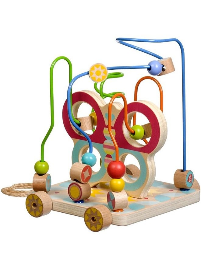 BAYBEE Wooden Beads Maze Roller Coaster Toys For Kids Wooden Pull Along Toy With Wheels Rolling Beads Learning Preschool Activity Center Educational Learning Toy For Boys Girls 1+Years  - Image 3
