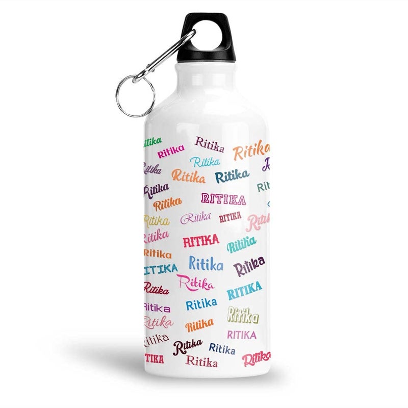 FurnishFantasy FurnishFantasy Personalised Aluminium 750ml White Sipper BottleWater Bottle for Kids Best Birthday Gift for Son Daughter Brother Sister Return Gift for kids Color White Name Ritika  - Image 1
