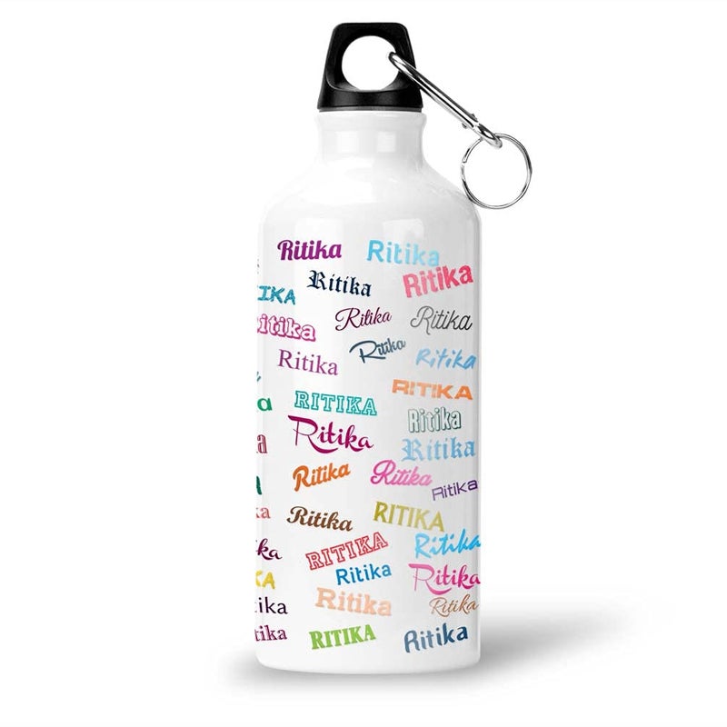 FurnishFantasy FurnishFantasy Personalised Aluminium 750ml White Sipper BottleWater Bottle for Kids Best Birthday Gift for Son Daughter Brother Sister Return Gift for kids Color White Name Ritika  - Image 2