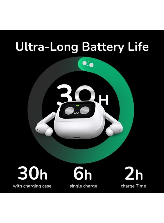 UGREEN ECO EchoBuds Magic White Bluetooth ANC 52dB In-Ear Wireless Headphones with Smart Touch Screen, 12 One-Touch Functions, Battery Life (6H for Headphones, 30H Total), Compatible with iPhone 17/16 Series, Huawei - White - Image 5