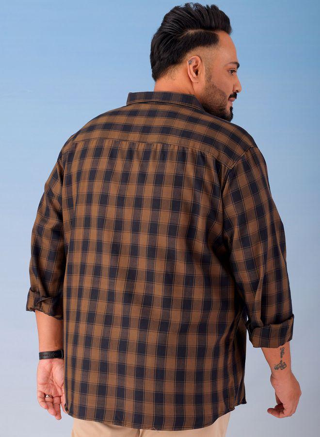 HARDSODA Men Plus Size Regular Fit Checkered Cutaway Collar Full Sleeves Casual Shirt - Image 2