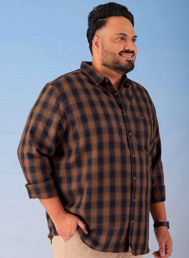 HARDSODA Men Plus Size Regular Fit Checkered Cutaway Collar Full Sleeves Casual Shirt - Image 3