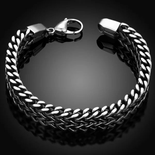 Chavin 12mm. Thick Gray Steel Men's Bracelet Dp93