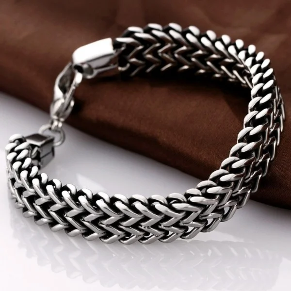 Chavin 12mm. Thick Gray Steel Men's Bracelet Dp93
