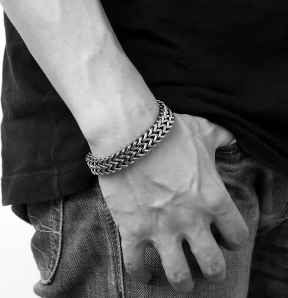 Chavin 12mm. Thick Gray Steel Men's Bracelet Dp93