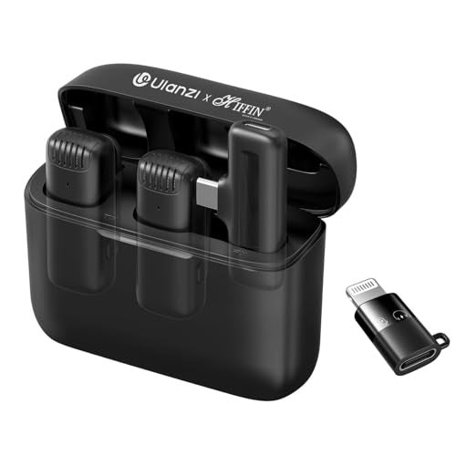 Hiffin X ULANZI J12 Wireless Lavalier Microphone for Type-C & iPhone, 65ft Range, Auto Pairing Mic with 6 Hr Battery, 3-Level Noise Cancellation & Omni-Directional Sound for Vlogging & Interviews - Image 1