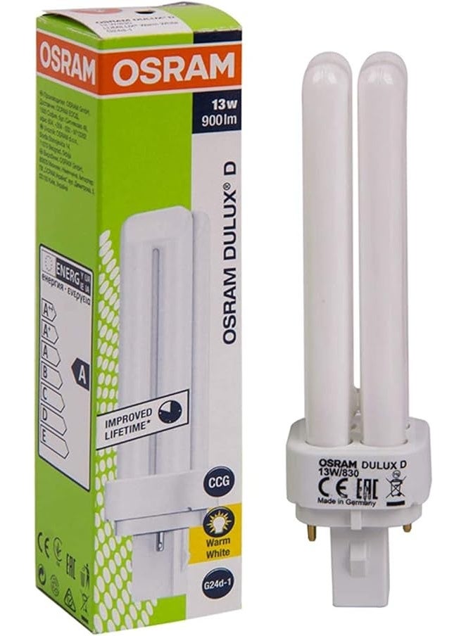 أوسرام مصباح أوسرام CFL ثنائي السن بقوة 13 وات باللون الأبيض