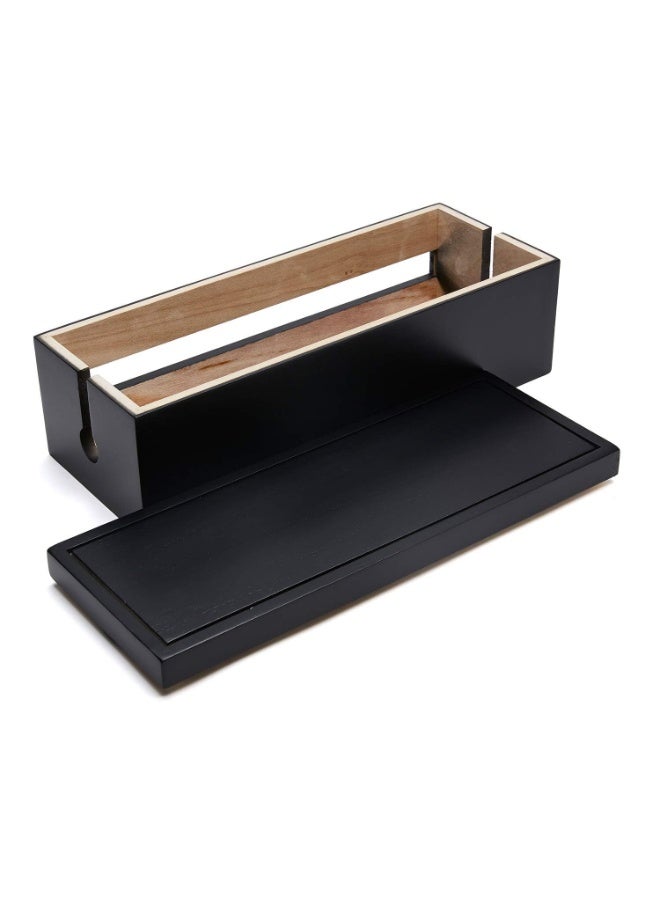 Cable Management Box Wooden Cord Organizer Box for Extension Cord Power Stripe Surge Protector Wire Management Concealer Organizer for Desktop Home Office Kitchen/black - Image 2