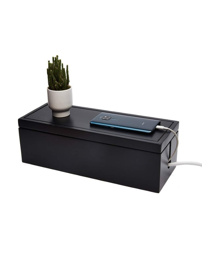 Cable Management Box Wooden Cord Organizer Box for Extension Cord Power Stripe Surge Protector Wire Management Concealer Organizer for Desktop Home Office Kitchen/black - Image 5