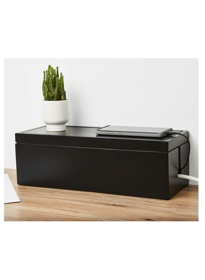 Cable Management Box Wooden Cord Organizer Box for Extension Cord Power Stripe Surge Protector Wire Management Concealer Organizer for Desktop Home Office Kitchen/black - Image 4