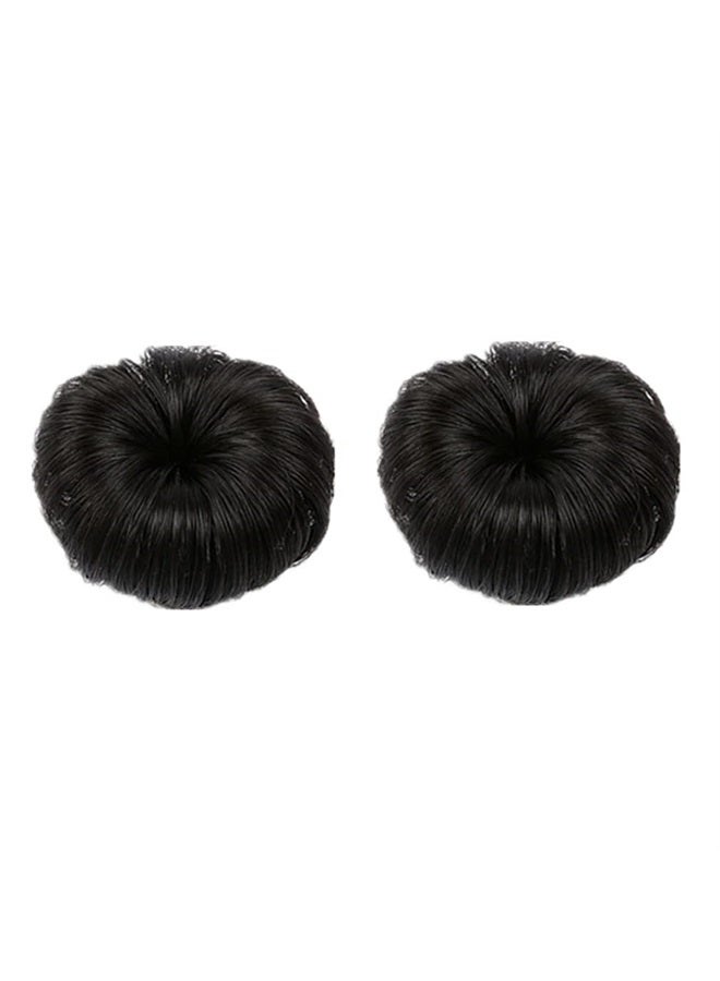 Teensery 2 Pcs Synthetic Fiber Hair Bun with Alligator Clip Hair Extension Chignon Donut Bun Short Ponytail Wig Hairpiece for Baby Girls, Small Size (Natural Black) - Image 1