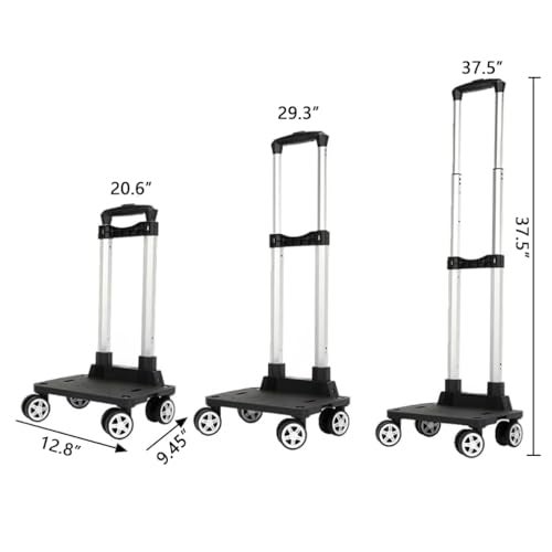 KKTAPOS Backpack Trolley - 4 Wheels Folding Compact Lightweight Luggage Cart, Travel Trolley for Bags/Lunch Backpack/Golf Bag (4 Wheels) - Image 4