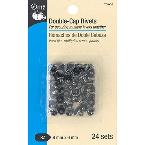 Dritz 75033 DoubleCap Rivets Gunmetal 8mm x 6mm 24Sets - Image 1