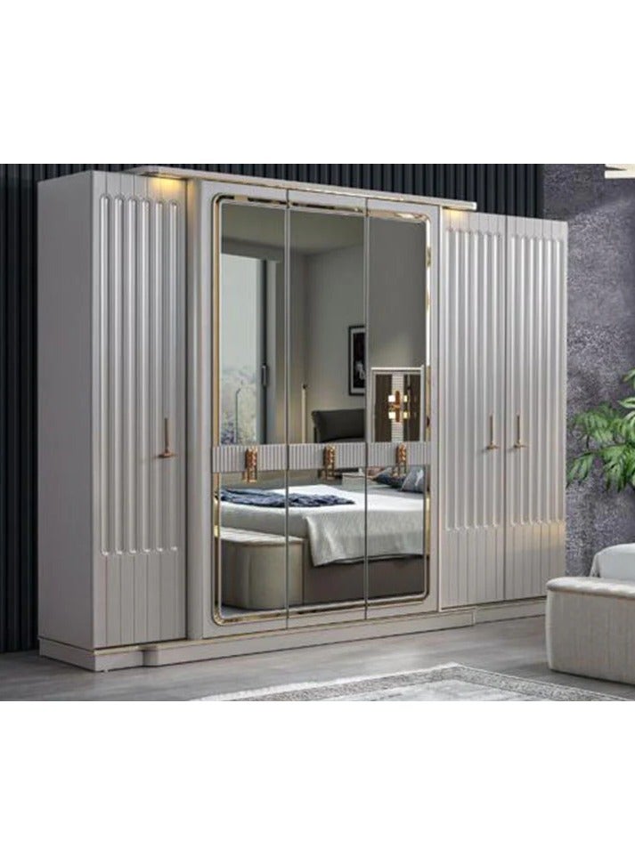 MK Kabbani Furniture Atlas 6 Door Wardrobe with mirror  - Image 1