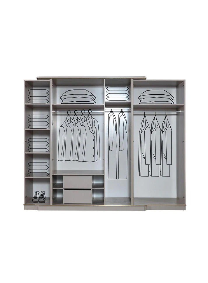 MK Kabbani Furniture Atlas 6 Door Wardrobe with mirror  - Image 2