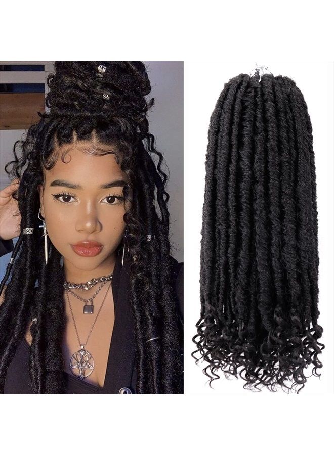 MODERN QUEEN Goddess Locs Crochet Hair 6 Packs 20 Inch Straight Faux Locs Crochet Hair for Black Women, Crochet Pre-Looped Curly Hair Soft Faux Locs Synthetic Braiding Hair Extensions (20 Inch, 6 Packs, 1B#) - Image 1
