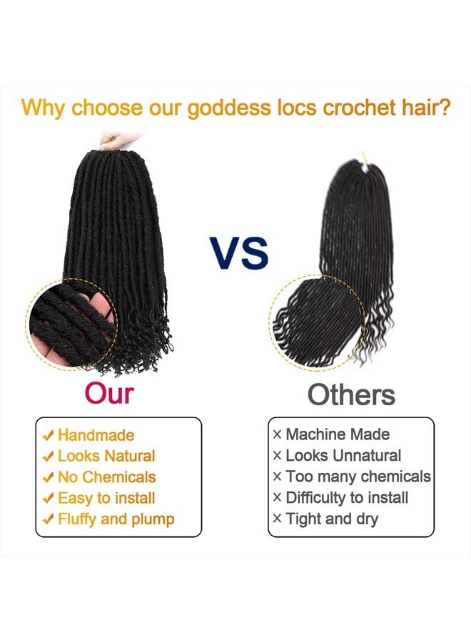 MODERN QUEEN Goddess Locs Crochet Hair 6 Packs 20 Inch Straight Faux Locs Crochet Hair for Black Women, Crochet Pre-Looped Curly Hair Soft Faux Locs Synthetic Braiding Hair Extensions (20 Inch, 6 Packs, 1B#) - Image 5
