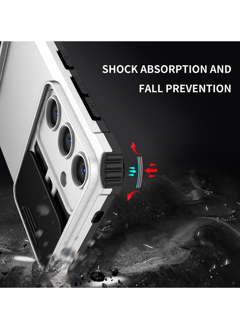 Samsung Galaxy S24 FE 5G Case Cover, Innovative Telescopic Bracket, Sliding Protection Camera Window, Slim Thin PCTPU Shockproof Mobile Phone Case For Samsung Galaxy S24 FE 5G, White - Image 4