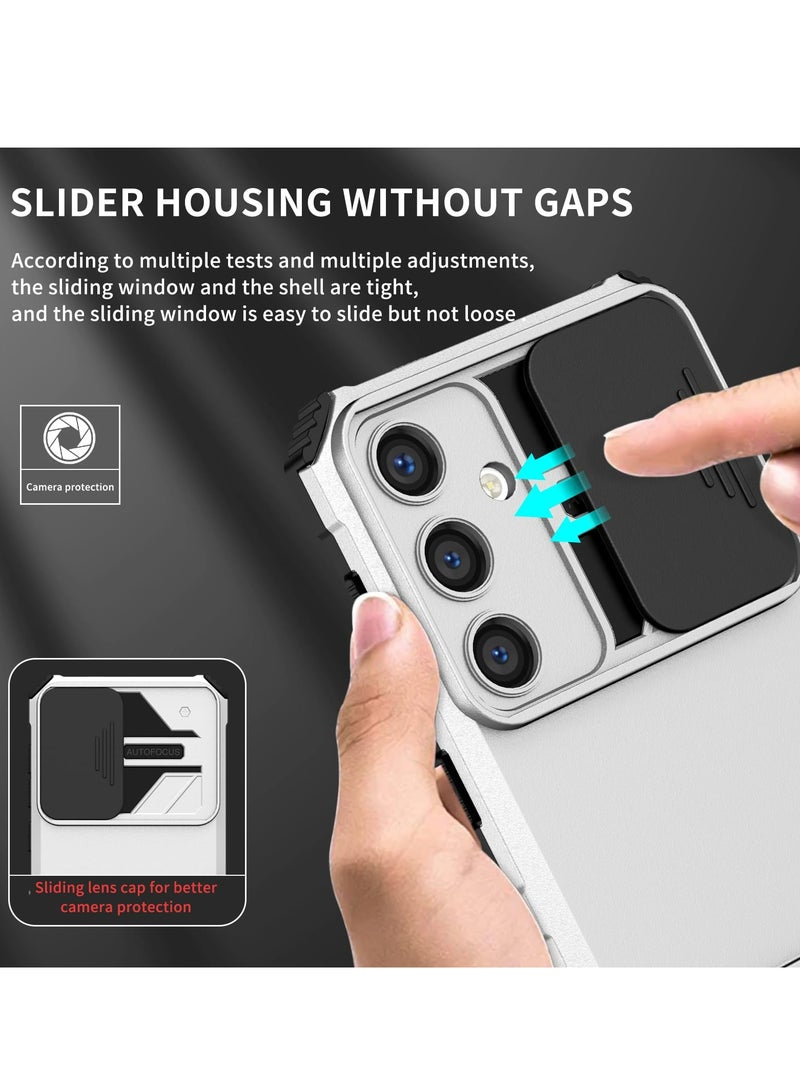 Samsung Galaxy S24 FE 5G Case Cover, Innovative Telescopic Bracket, Sliding Protection Camera Window, Slim Thin PCTPU Shockproof Mobile Phone Case For Samsung Galaxy S24 FE 5G, White - Image 5